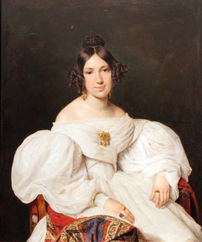 Portret van Louise Mayer (geboren Feldmüller) door Ferdinand Georg Waldmuller